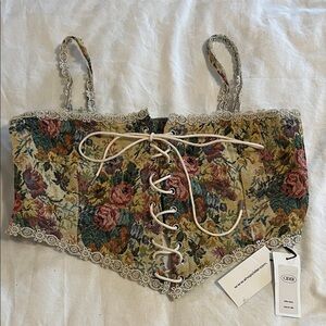 Cider Floral Lace-Up Camisole